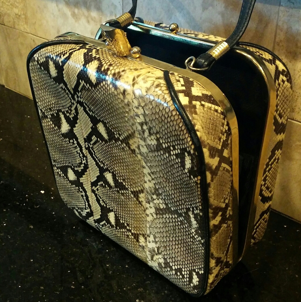 GENUINE PYTHON Crossbody bag with gold hardware